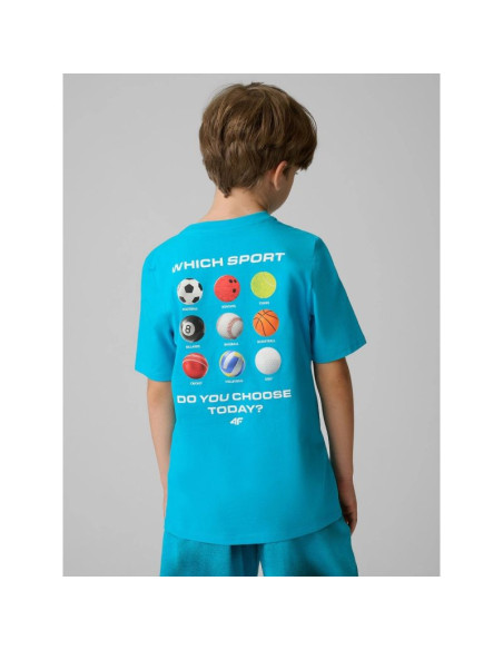 T-shirt regular z nadrukiem chłopięcy 4f 4fjrss26ttshm3832-33s