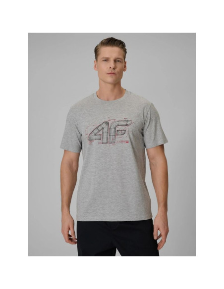 T-shirt regular z nadrukiem męski 4f 4frss26ttshm3989-10s