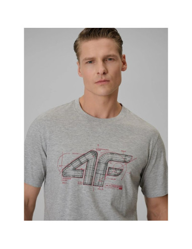 T-shirt regular z nadrukiem męski 4f 4frss26ttshm3989-10s