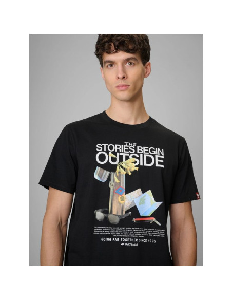 T-shirt regular z nadrukiem męski  4f 4frss26ttshm3811-20s