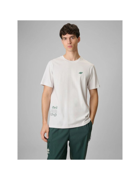 T-shirt regular z nadrukiem męski 4f 4frss26ttshm3814-11s