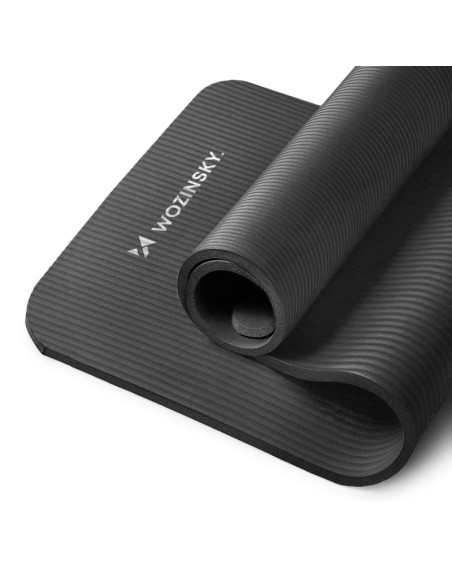 Mata do ćwiczeń wozinsky wnsp-15c 183 x 61 x 1,5 cm gruba mata gimnastyczna do jogi i fitness - czarna