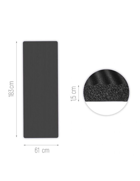 Mata do ćwiczeń wozinsky wnsp-15c 183 x 61 x 1,5 cm gruba mata gimnastyczna do jogi i fitness - czarna