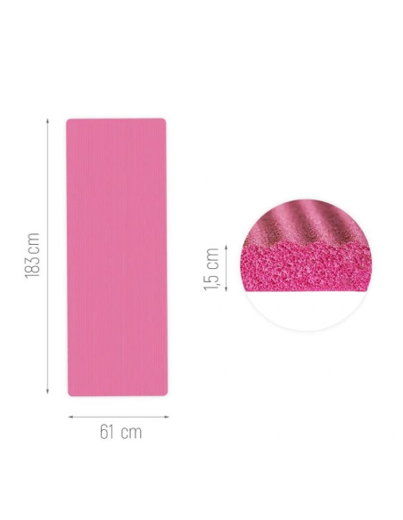 Mata do ćwiczeń wozinsky wnsp-15r 183 x 61 x 1,5 cm gruba mata gimnastyczna do jogi i fitness - różowa