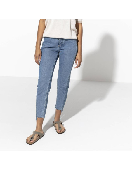 Japonki męskie szare birkenstock gizeh birko-flor nubuck stone regular szerokie (43391)