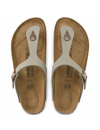 Japonki męskie szare birkenstock gizeh birko-flor nubuck stone regular szerokie (43391)