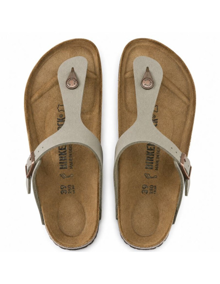 Japonki męskie szare birkenstock gizeh birko-flor nubuck stone regular szerokie (43391)