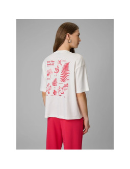 T-shirt regular z nadrukiem damski 4f 4frss26ttshf3704-11s 2