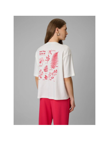 T-shirt regular z nadrukiem damski 4f 4frss26ttshf3704-11s