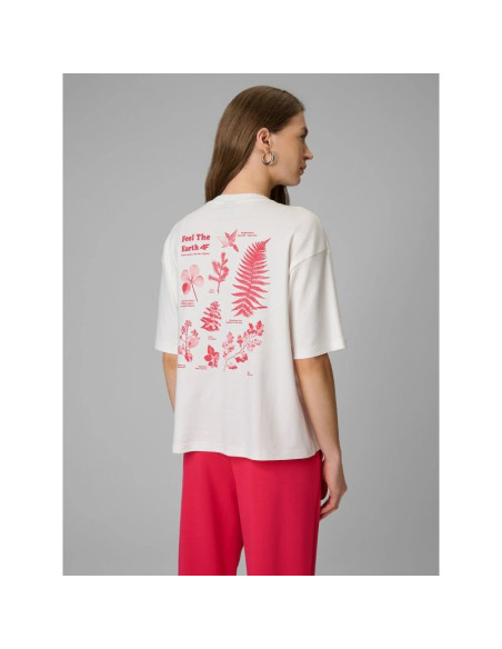 T-shirt regular z nadrukiem damski 4f 4frss26ttshf3704-11s
