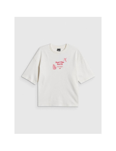 T-shirt regular z nadrukiem damski 4f 4frss26ttshf3704-11s