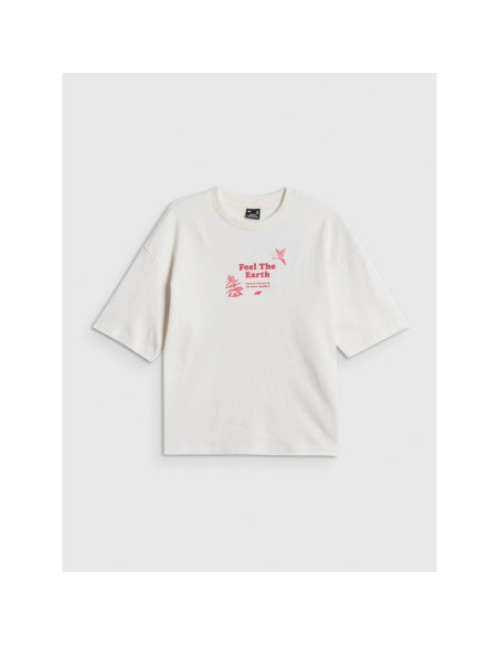 T-shirt regular z nadrukiem damski 4f 4frss26ttshf3704-11s