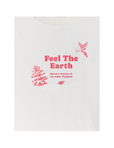 T-shirt regular z nadrukiem damski 4f 4frss26ttshf3704-11s