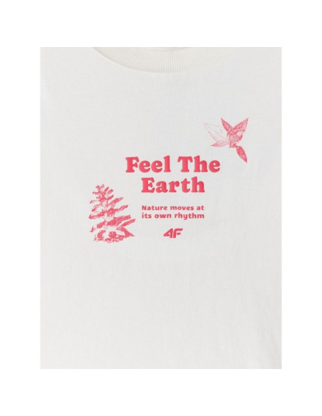 T-shirt regular z nadrukiem damski 4f 4frss26ttshf3704-11s