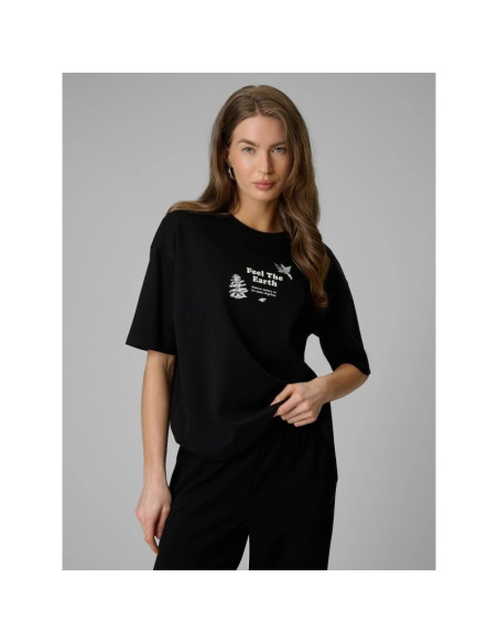 T-shirt regular z nadrukiem damski 4f 4frss26ttshf3704-20s