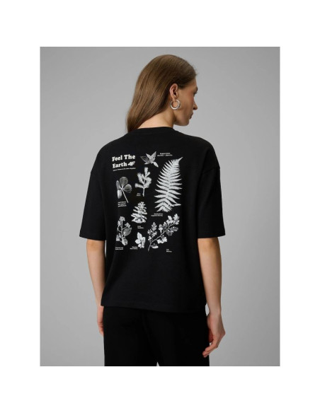 T-shirt regular z nadrukiem damski 4f 4frss26ttshf3704-20s