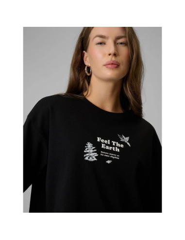 T-shirt regular z nadrukiem damski 4f 4frss26ttshf3704-20s