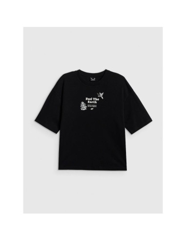 T-shirt regular z nadrukiem damski 4f 4frss26ttshf3704-20s