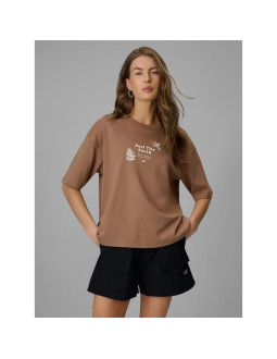 T-shirt regular z nadrukiem damski 4f 4frss26ttshf3704-83s