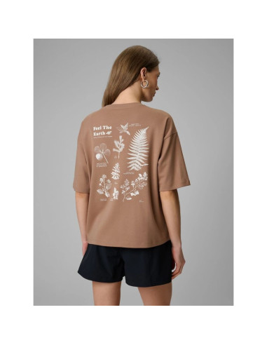 T-shirt regular z nadrukiem damski 4f 4frss26ttshf3704-83s