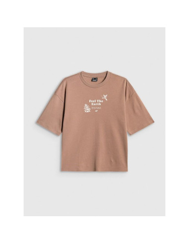 T-shirt regular z nadrukiem damski 4f 4frss26ttshf3704-83s