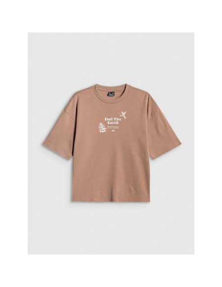 T-shirt regular z nadrukiem damski 4f 4frss26ttshf3704-83s
