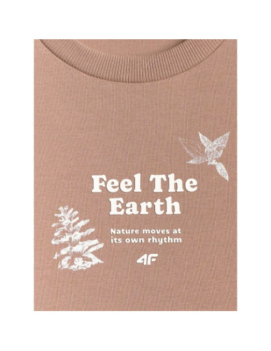 T-shirt regular z nadrukiem damski 4f 4frss26ttshf3704-83s