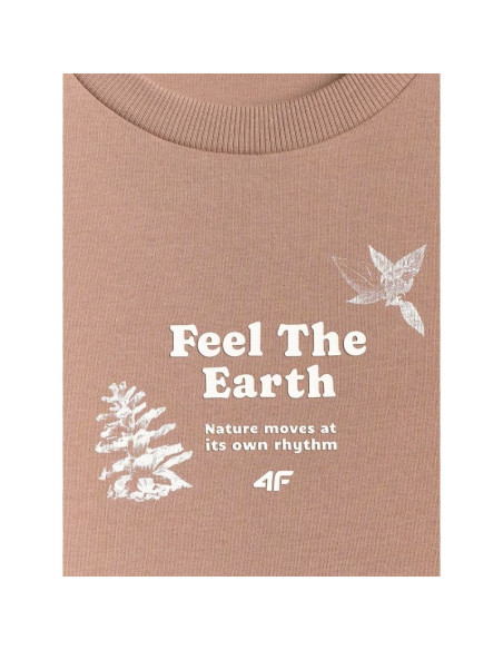 T-shirt regular z nadrukiem damski 4f 4frss26ttshf3704-83s