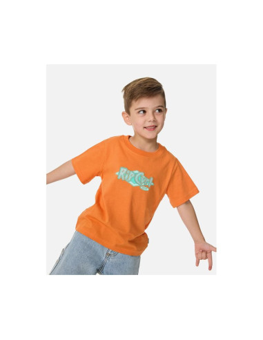 Koszulka chłopięca rip curl ride the wave logo tee - boy pomarańczowa