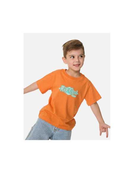 Koszulka chłopięca rip curl ride the wave logo tee - boy pomarańczowa