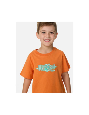 Koszulka chłopięca rip curl ride the wave logo tee - boy pomarańczowa
