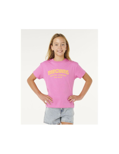 Koszulka dziewczęca rip curl surf puff relaxed tee- girl różowa