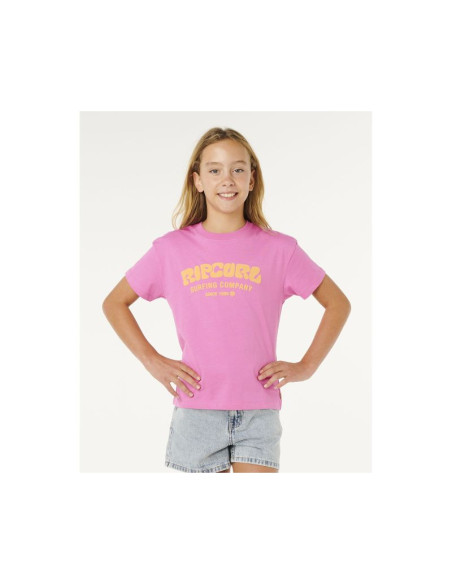 Koszulka dziewczęca rip curl surf puff relaxed tee- girl różowa