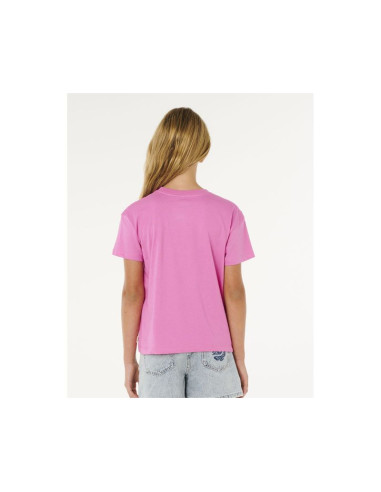 Koszulka dziewczęca rip curl surf puff relaxed tee- girl różowa