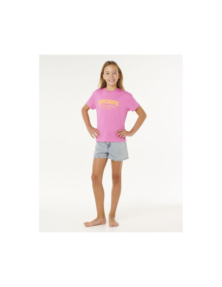 Koszulka dziewczęca rip curl surf puff relaxed tee- girl różowa