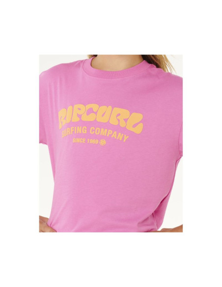 Koszulka dziewczęca rip curl surf puff relaxed tee- girl różowa