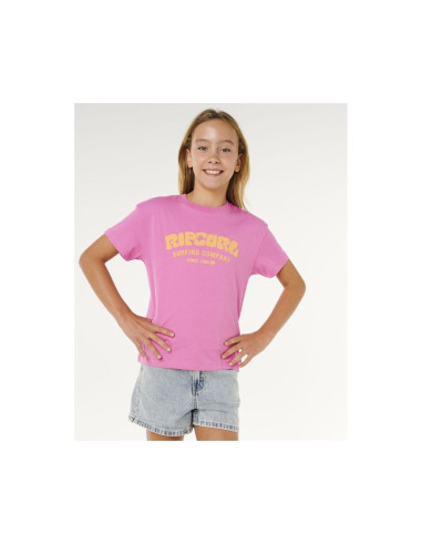 Koszulka dziewczęca rip curl surf puff relaxed tee- girl różowa