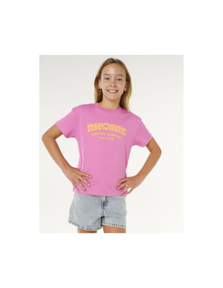 Koszulka dziewczęca rip curl surf puff relaxed tee- girl różowa