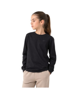 Koszulka dla dziewczynki longsleeve 4f f460 głęboka czerń 4fjwmm00tlonf460 20s