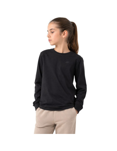 Koszulka dla dziewczynki longsleeve 4f f460 głęboka czerń 4fjwmm00tlonf460 20s