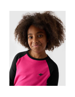 Longsleeve regular gładki dziewczęcy 4f junior 4fjwaw24tlonf291-55s
