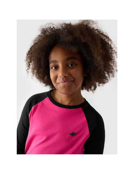 Longsleeve regular gładki dziewczęcy 4f junior 4fjwaw24tlonf291-55s