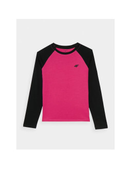 Longsleeve regular gładki dziewczęcy 4f junior 4fjwaw24tlonf291-55s 2