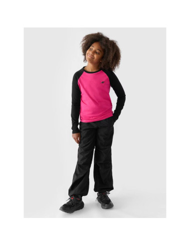 Longsleeve regular gładki dziewczęcy 4f junior 4fjwaw24tlonf291-55s