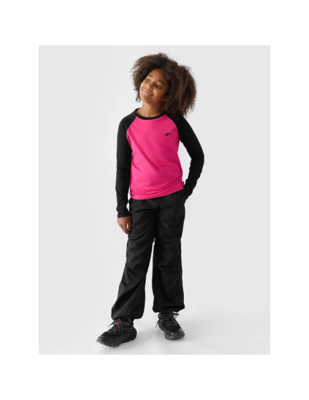 Longsleeve regular gładki dziewczęcy 4f junior 4fjwaw24tlonf291-55s