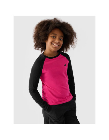 Longsleeve regular gładki dziewczęcy 4f junior 4fjwaw24tlonf291-55s