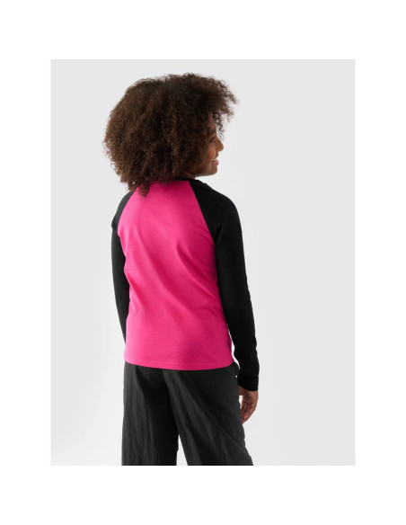 Longsleeve regular gładki dziewczęcy 4f junior 4fjwaw24tlonf291-55s