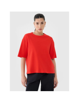 T-shirt regular z waflowej dzianiny damski 4f 4frss25ttshf2651-62s