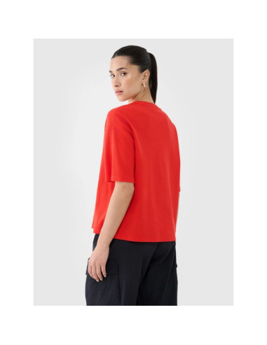 T-shirt regular z waflowej dzianiny damski 4f 4frss25ttshf2651-62s