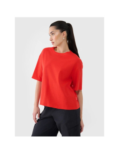 T-shirt regular z waflowej dzianiny damski 4f 4frss25ttshf2651-62s